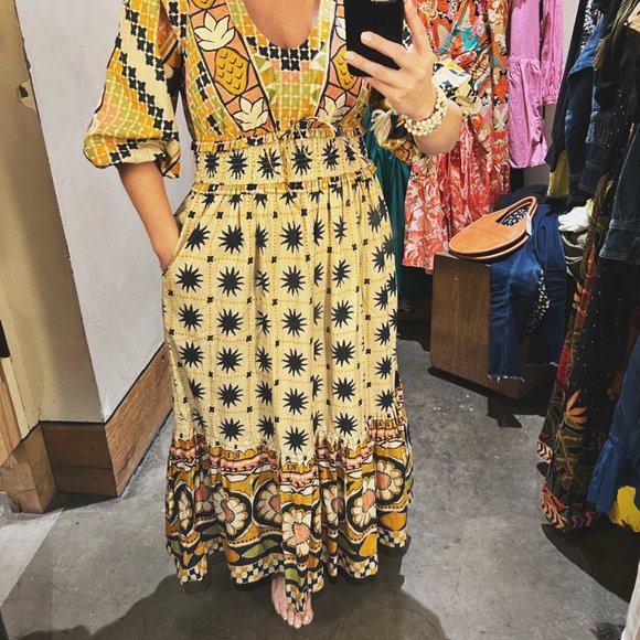 Farm Rio Natural Tropical Sunshine V-neck Maxi Dress 3X - Picture 9 of 16